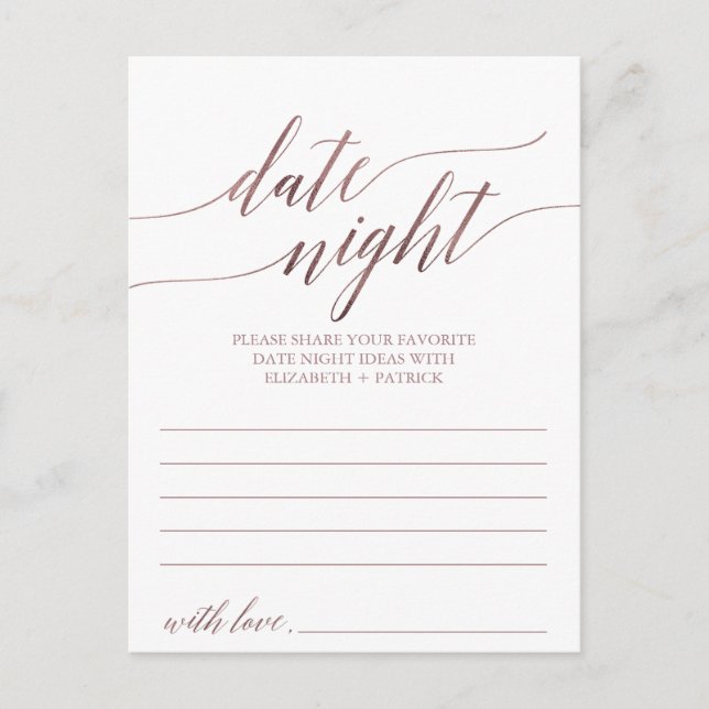 Elegante Rose Goldene Kalligrafie Postkarte (Vorderseite)