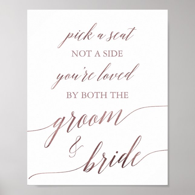 Elegante Rose Goldene Kalligrafie Wählen Sie ein Z Poster (Vorne)