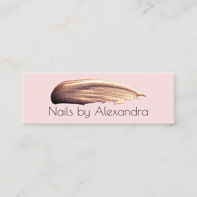 Elegante Rose goldene Nagellack, pastellrosa Mini Visitenkarte (Vorderseite)