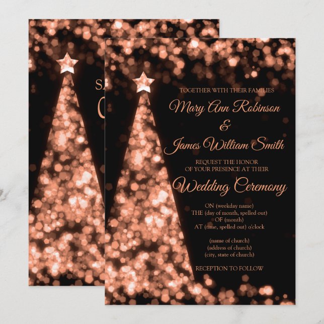 Elegante Rose Goldene Weihnachtsfeier Einladung (Vorne/Hinten)
