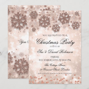 Elegante Rose Goldene Weihnachtsfeier Einladung