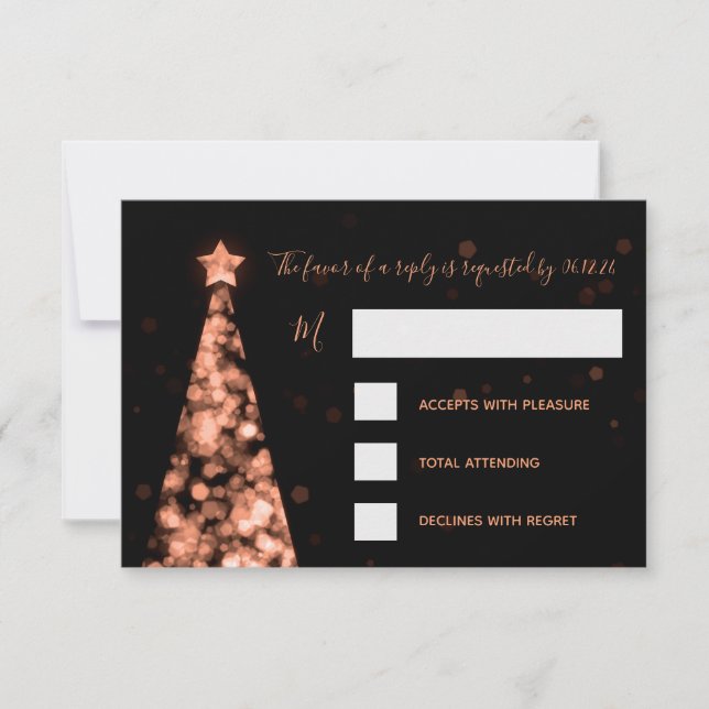 Elegante Rose Goldene Weihnachtsfeier RSVP Karte (Vorderseite)