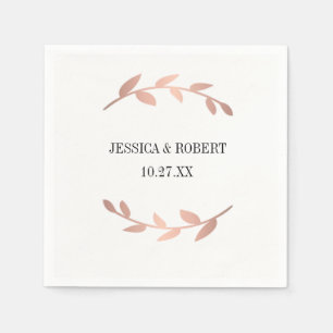 Elegante Rose Goldene Zweigstelle Personalisiert N Serviette