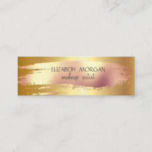 Elegante Rose Goldener Pinselstrich, Imitate Gold Mini Visitenkarte