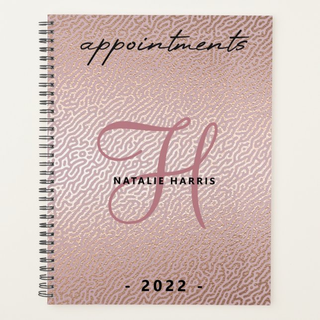 Elegante Rose Goldenes Chic Terminkalender Planer (Vorderseite)