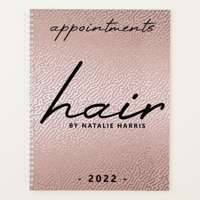 Elegante Rose Goldenes Haar Chic Terminkalender Planer (Vorderseite)