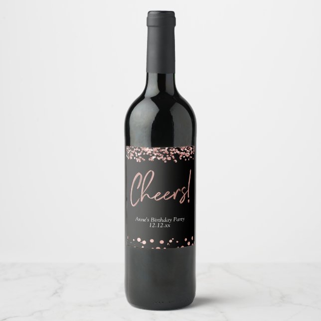 Elegante Rose Goldjubelweinmarke Weinetikett (Vorderseite)