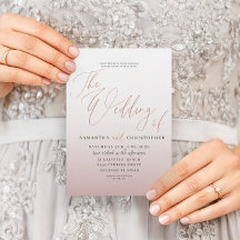 Elegante Rose Goldkalligrafie Einladung zur Hochze
