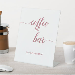 Elegante Rose Goldkalligrafie Kaffee Bar Sockelschild