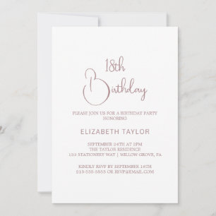 Elegante Rose Goldkalligraphie 18. Geburtstag Einladung