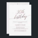Elegante Rose Goldkalligraphie 30. Geburtstag Einladung<br><div class="desc">Diese elegante Rose mit Goldkalligraphie lädt zum 30. Geburtstag zu einer ganz einfachen Geburtstagsfeier ein. Das rot-rosa Design besticht durch eine minimalistische Karte, die mit romantischen und skurrilen Imitaten Rose Goldfolie Typografie dekoriert ist. Bitte beachten Sie: Dieses Design enthält keine echte Goldfolie der Rose. Es ist eine qualitativ hochwertige Grafik,...</div>