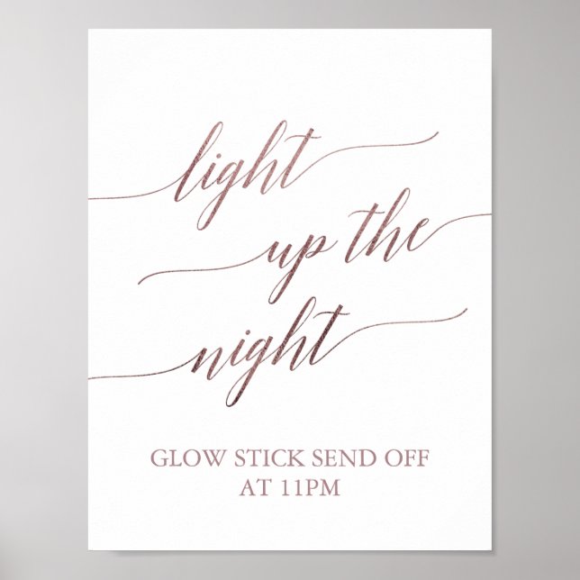 Elegante Rose Goldkalligraphie beleuchtet die Nach Poster (Vorne)