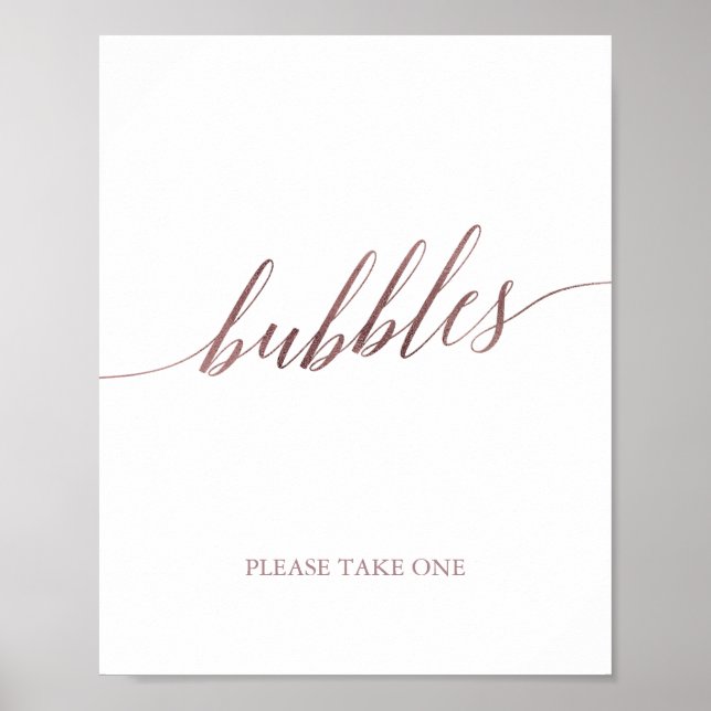 Elegante Rose Goldkalligraphie Blasen Zeichen Poster (Vorne)