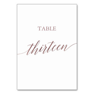 Elegante Rose Goldkalligraphie-Tisch Dreizehn Tischnummer