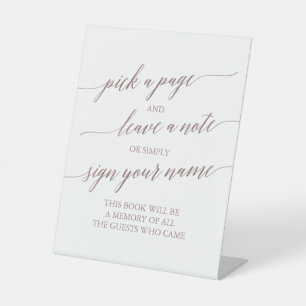 Elegante Rose Goldkalligraphie Verließ einen Hinwe Sockelschild
