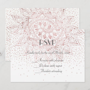 Elegante Rose Goldmedaille Konfetti Hochzeit samme Einladung