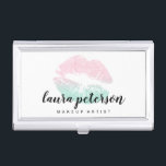 Elegante Rose Goldminze Glitzer Lippen Make-up Visitenkarten Dose<br><div class="desc">Stilvolles Make-up-Design mit Imitaten Glitzer Textur Lippen und eleganten Kalligraphie Schriftart.</div>