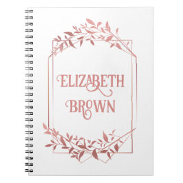 Elegante Rose Goldrahmen Blätter hell Notizblock