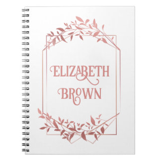 Elegante Rose Goldrahmen Blätter hell Notizblock