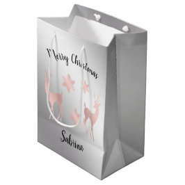 Elegante Rose Goldschneeflocken Mittlere Geschenktüte