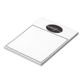 Elegante Rose Goldschrift auf Schwarz Notizblock