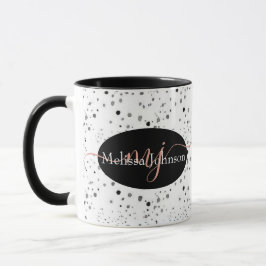 Elegante Rose Goldschrift auf schwarzer Tasse