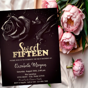 Elegante Rose Gothic Burgund 15. Geburtstag Einladung