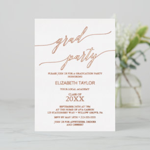 Elegante Rose Graduiertenparty Folieneinladung