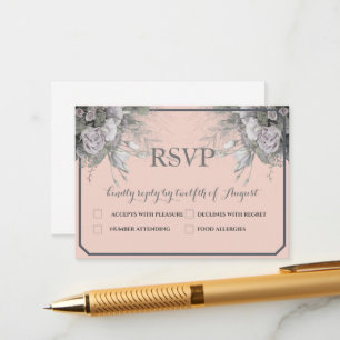 Elegante Rose Grau & Grau Menü Auswahl RSVP Postka