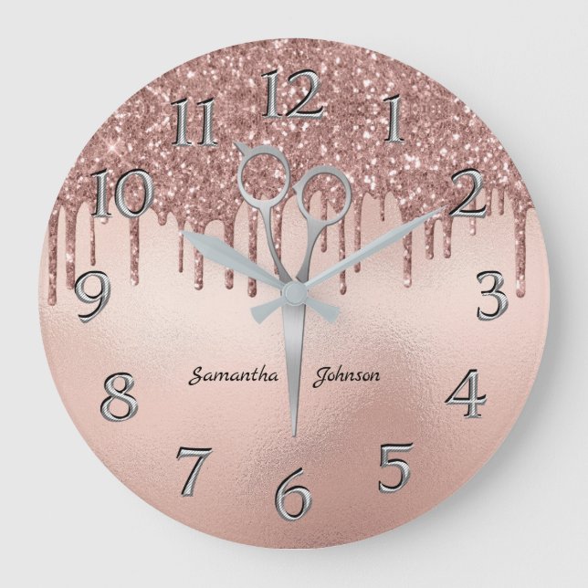 Elegante Rose Große Wanduhr (Vorderseite)