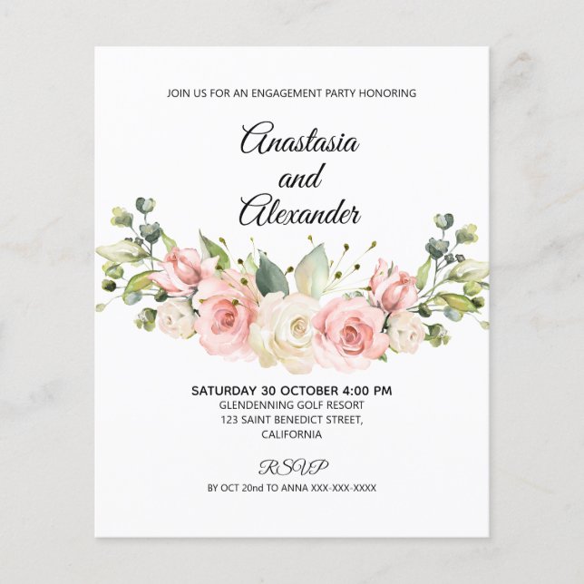 Elegante Rose/Haushalt - Einladung der Interesseng Flyer (Vorne)