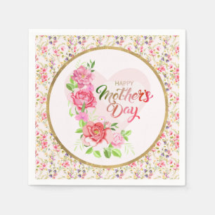 Elegante Rose Herz Happy Mother’s Day Party Serviette