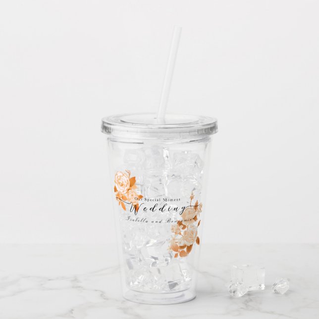 Elegante Rose Hochzeit Acryltrinkbecher (Rückseite Ice)