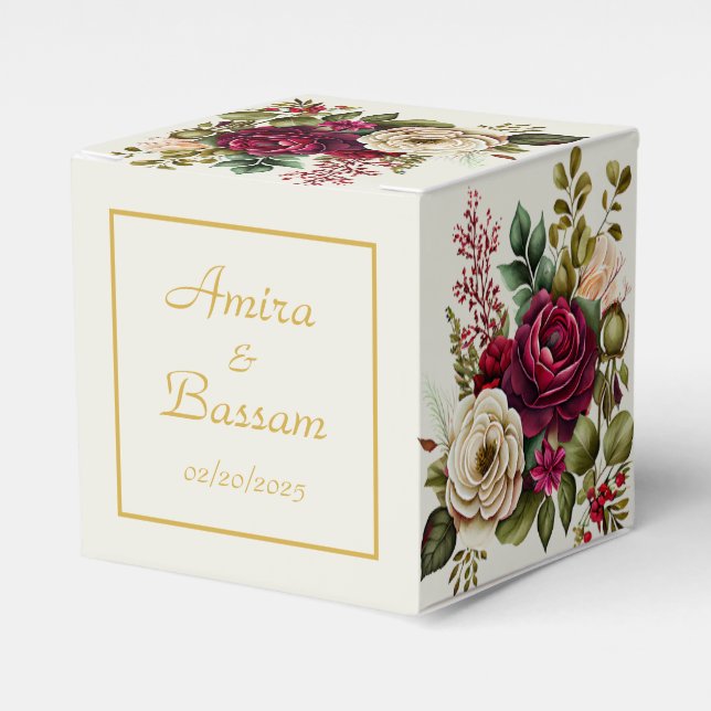 Elegante Rose Hochzeit Geschenkschachtel (Vorderseite)