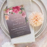 Elegante Rose Hochzeit in Gold Einladung<br><div class="desc">Elegante Hochzeitseinladung mit einem rustikalen,  ombre Hintergrund,  einer Ausstellung rosa Rosenfloralen und botanischer Vegetation und einer Hochzeitsfeier,  die leicht zu gestalten ist.</div>