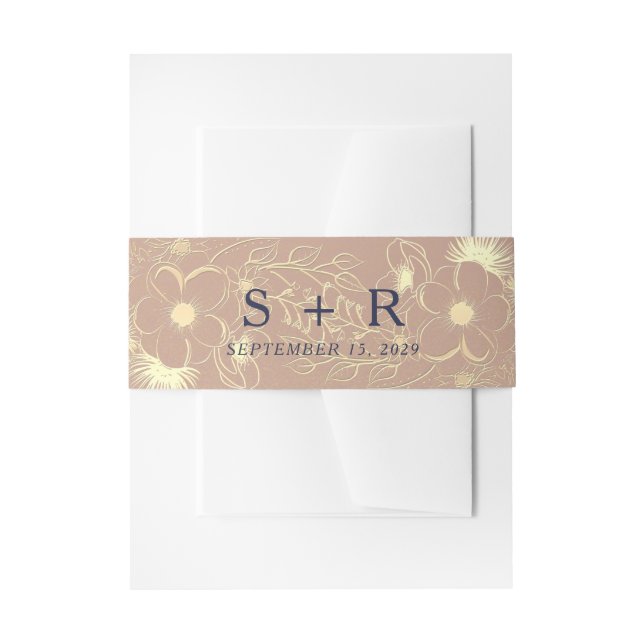 Elegante Rose Hochzeit in Gold Einladungsbanderole (Vorderseite Beispiel)