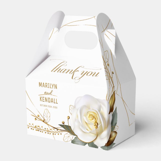 Elegante Rose Hochzeit in Gold Geschenkschachtel (Vorderseite)