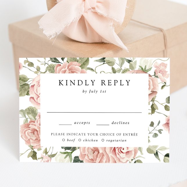Elegante Rose Hochzeit RSVP Karte (Von Creator hochgeladen)