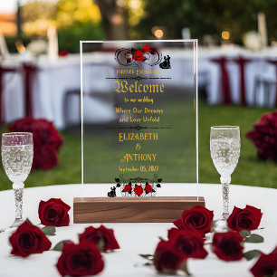 Elegante Rose Hochzeit Willkommen Acrylschild