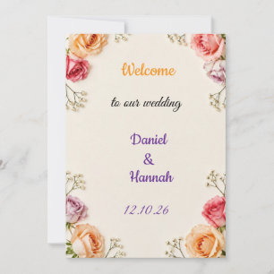 Elegante Rose-Hochzeitseinladung Willkommen Einladung