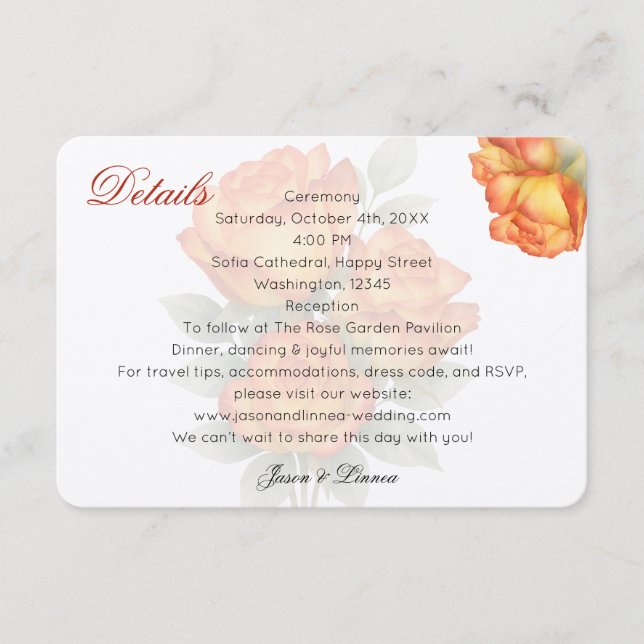 Elegante Rose Hochzeitswasser Pastel Petals Begleitkarte (Vorderseite)