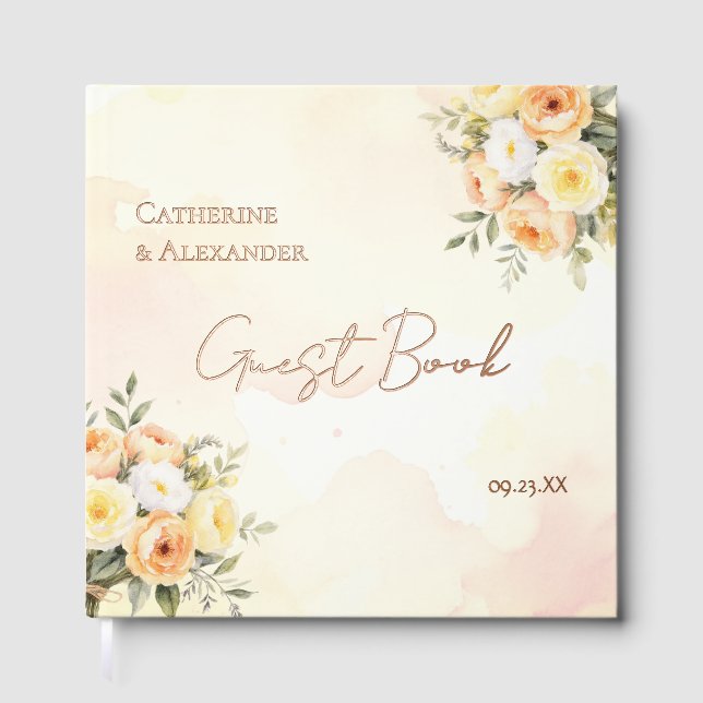 Elegante Rose im Wasser Hochzeiten Gästebuch (Vorderseite)