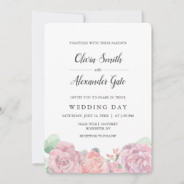 Elegante Rose in Rosa Einladung