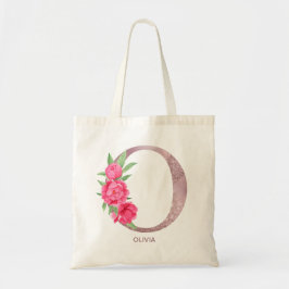 Elegante Rose Initial O Hochzeitsbrautjungfer Gesc Tragetasche