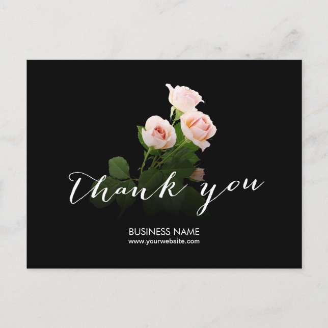 Elegante Rose Kalligraphie Business Vielen Dank Postkarte (Vorderseite)