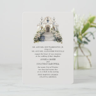 Elegante Rose Kapelle Hochzeit Einladung