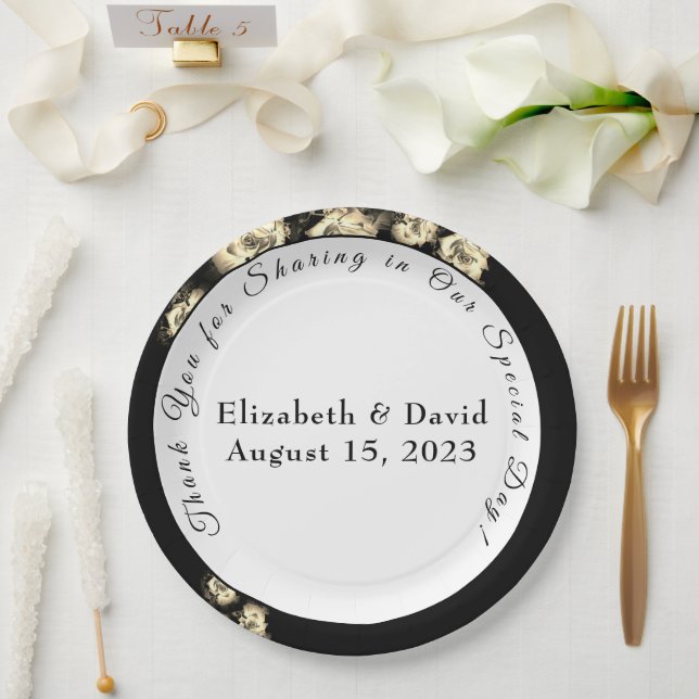 Elegante Rose katholisch Pappteller (Hochzeit)