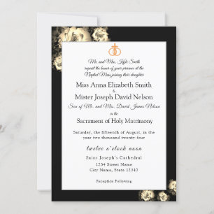 Elegante Rose Katholische Hochzeitseinladung Einladung