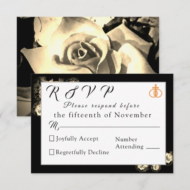 Elegante Rose Katholische Hochzeitskarte RSVP Karte (Vorne/Hinten)