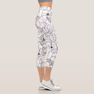 Elegante Rose Kunst der Blauen Linie Capri Leggings